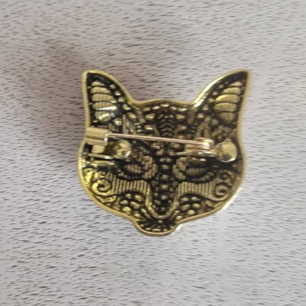 Blue Eye Cat Brooch - Picture 3 of 4